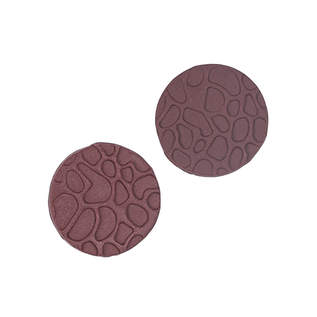 Handcrafted polymer clay earring studs by Héloïse Jewelry featuring organic pebbled texture in Rose Taupe. These versatile pieces blend natural patterns with professional elegance. Perfect for active lifestyles.